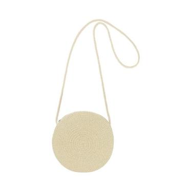 Imagem de Bolsa Transversal Minimalista De Palha Para Mulheres, Estilo Redondo, 