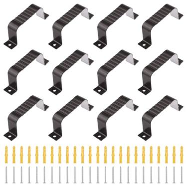 Imagem de UFURMATE 12 peças de tiras de downspout, adaptador de calha de calha de alumínio suportes quadrados para fixação de tubos de 45 x 80 mm (marrom)