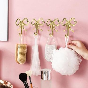 Imagem de 1 gancho de parede com laço dourado, gancho para casaco, ganchos de metal, ganchos de decoração de quarto para casacos, canecas de café, chapéus, bolsas, toalhas de banho e decorações de quarto