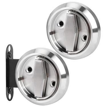 Imagem de Ymiko Fechadura de Porta de Banheiro de Aço Inoxidável 304, Alça de Anel Dupla Face, Acabamento Em Bronze Vermelho, Fechadura de Privacidade Segura para Uso Doméstico (Prata (com cadeado))