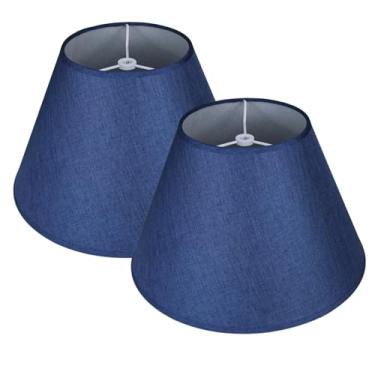Imagem de Vipmip Conjunto de 2 persianas azul marinho, sem necessidade de montagem, abajur médio, 15,24 cm, parte superior x 30,5 cm inferior x 20,32 cm de altura, abajures de substituição para candeeiros de
