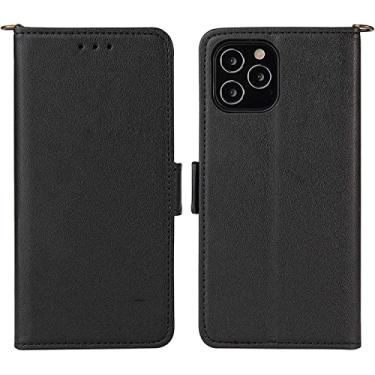 Imagem de ONECMN Capa para iPhone 13/13 Mini/13 Pro/13 Pro Max, capa protetora para telemóvel carteira flip capa protetora à prova de choque com ranhuras para cartões de apoio capa de telemóvel (cor: preto, tamanho: 13 mini 5,4 polegadas)