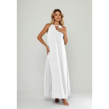Imagem de Vestido Longo Decote Com Recorte E Amarração Branco Salvatore, M