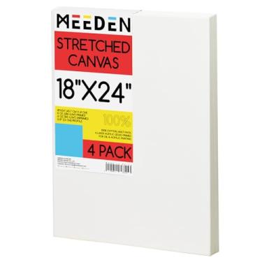 Imagem de MEEDEN Tela Esticada, 18 X 24", Pacote Com 4, Telas Brancas Em Branco Para Pintura, 100% Algodão, 14 Oz Primer Gesso, Pré-Esticada, Pintura A Óleo Acrílica E Aerografia