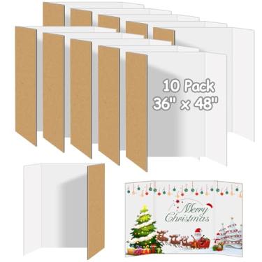 Imagem de Pacote com 5 cartazes com três dobras, 91 cm x 122 cm, quadro de apresentação branco, papelão ondulado grande com três dobras para exibição de fotos, feira de ciências, projeto escolar, evento e