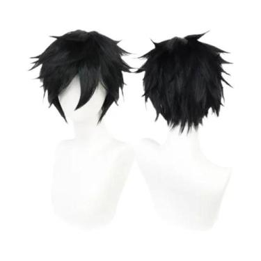 Imagem de Peruca Curta Masculina Para Cosplay Sintética Prata Vermelha Rosa Loir