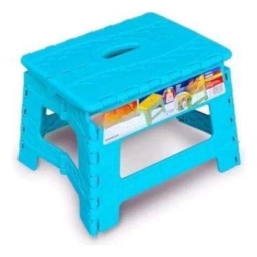 Imagem de Banqueta Dobrável Colorida Grande e Pequena100kg Pesca, Camping, praia, piquenique(PEQUENA AZUL)