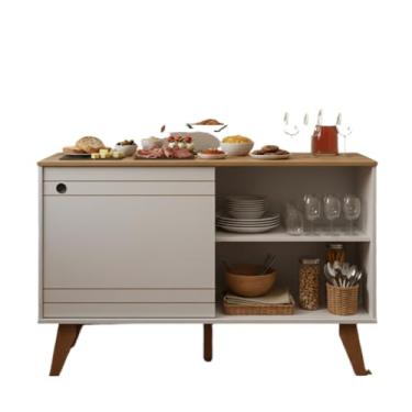 Imagem de Aparador Buffet Cantinho do Café 1 Porta Cozinha Armário Organizador barzinho de sala(Nature com Porta Off White)