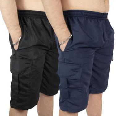 Imagem de Kit 2 Bermuda Cargo Masculina de Tactel G1 a G4 - Repelique, 1 azul ma