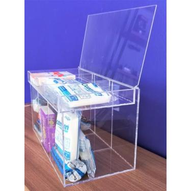 Imagem de Caixa Organizadora Medicamentos Em Acrilico 30x15x18 Primeiros Socorro