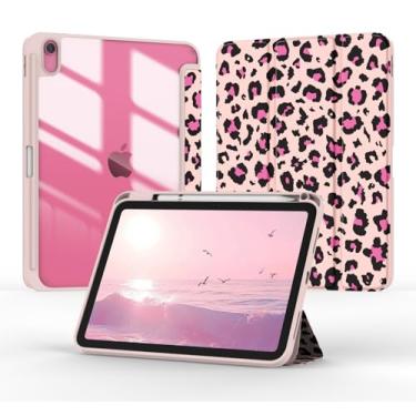 Imagem de Jarviwiin Capa para iPad 11 polegadas (A16) 2025 / iPad 10ª geração 2022 (11 polegadas), capa inteligente dobrável tripla despertar/hibernar automática com traseira transparente/suporte de lápis para