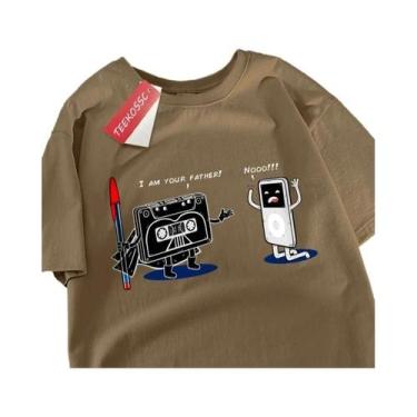 Imagem de Camiseta Oversize De Hip Hop Com Estampa De Fita Cassete Para Homens, 