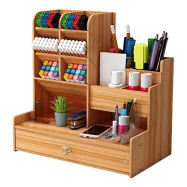 Imagem de Organizador de Mesa Porta Canetas e Lápis com Gaveta - Design Elegante para Escritório, Home Office e Ambientes Domésticos