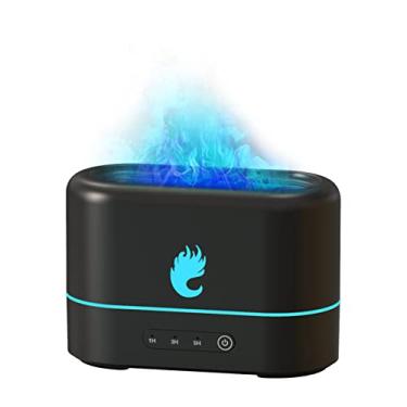 Imagem de CUOFYUNL Umidificador de chama de simulação azul e vermelho 2 brilho luz silenciosa névoa fria USB umidificador de ar aromaterapia difusor de óleo essencial para quarto de