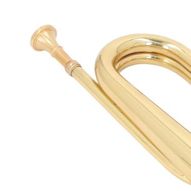 Imagem de RiToEasysports Instrumento de Trompete, Chave C, Corneta Espanhola, Trompete de Cavalaria de Latão, Tubo Soprador de 11 Cm de Diâmetro e 34 Cm de Altura, Boquilha Dourada para Músicos Novatos