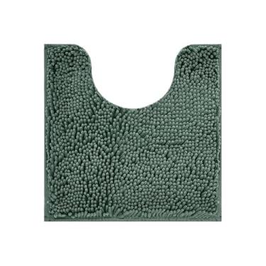 Imagem de Tapete de banheiro macio Pluch absorvente chenille em forma de U tapete de banheiro antiderrapante tapete de chuveiro lavagem à máquina banheiro (verde)