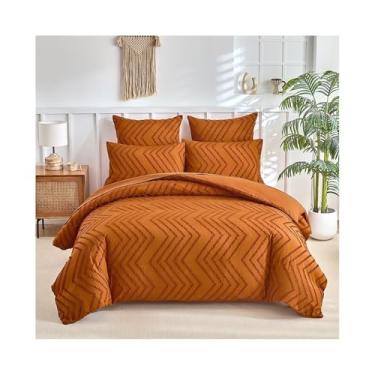 Imagem de Conjunto de cama texturizado tufado, conjunto de capa de edredom de microfibra macia com fecho de zíper e 4 laços (solteiro (135 x 200 cm))