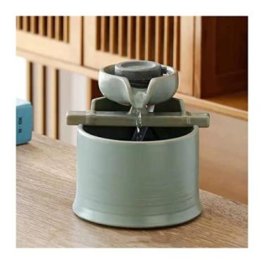 Imagem de Fontes de mesa de cerâmica interior fonte de mesa interior mini recurso de água de mesa para escritório, quarto, sala de jantar, banheiro e cozinha com bomba submersível elétrica, fontes internas de