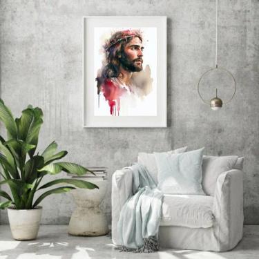 Imagem de Quadro Aquarela Jesus Cristo - 60X48Cm