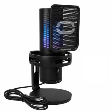 Imagem de Microfone Gamer RGB Profissional com Adaptador Tipo C, Cardioide Unidirecional, para Gravação de Podcast Streaming e Jogos Plug & Play USB Pop-Filter - Tomate