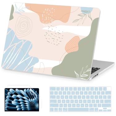 Imagem de AKIT Capa compatível com MacBook Air de 13 polegadas 2025 2024-2022 M4 M3 M2 A3240 A3113 A2681, capa rígida de padrão exclusivo para laptop + protetor de tela + capa de teclado para MacBook Air de