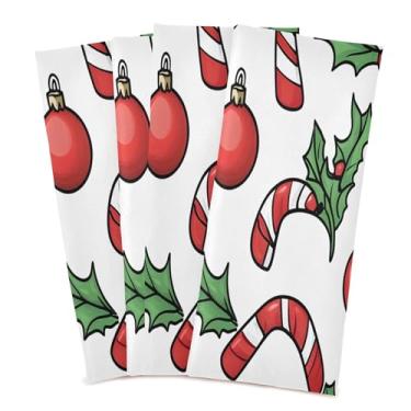 Imagem de xigua Conjunto de 4 panos de prato de cozinha de Natal com desenhos animados, macios e altamente absorventes de secagem rápida para limpeza de pratos e limpeza à mão, 71 x 45 cm