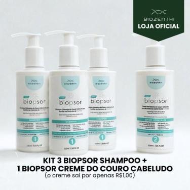 Imagem de KIT 3 UN. BIOPSOR SHAMPOO + 1 UN. BIOPSOR CREME HIDRATANTE - 200ml - B