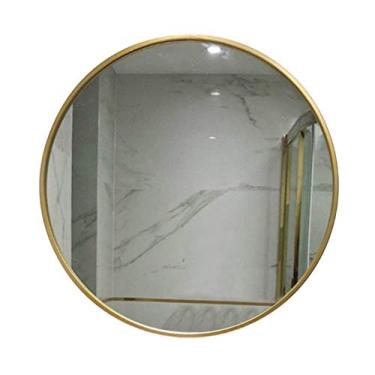 Imagem de Espelho de banheiro redondo espelho de banheiro montado na parede - espelhos grandes com moldura de metal espelho de aumento espelho de maquiagem de chuveiro - espelho de corredor de corredor de sala