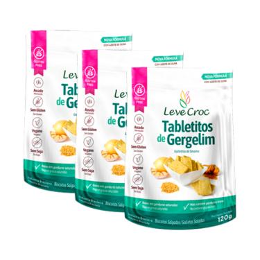 Imagem de Kit 3X: Biscoito Tabletito Salgado Gergelim Leve Crock 120g