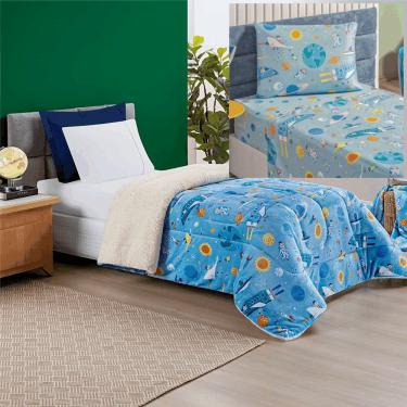 Imagem de Coordenado Edredom e Lençol Diverkids Solteiro 4 Peças - Astronauta