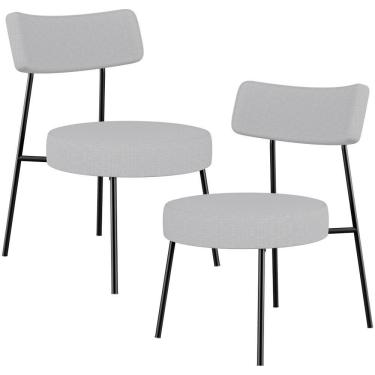 Imagem de Kit 02 Poltronas Decorativas Para Sala De Estar Base Fixa Londres L02 Linho Cinza - Lyam