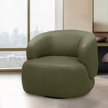 Imagem de Poltrona Decorativa Verona Sala De Estar Base Giratória Em Aço Couro Fendi G88 - Gran Belo