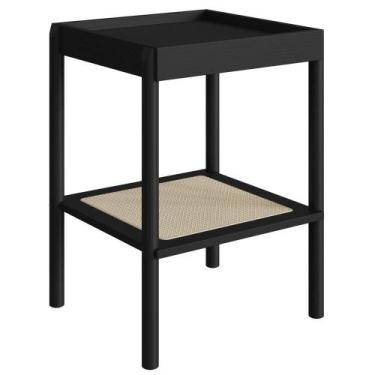 Imagem de Mesa Lateral 58 Cm Pes Madeira Palhinha Oslo 27962 Nero Artesano Nero 