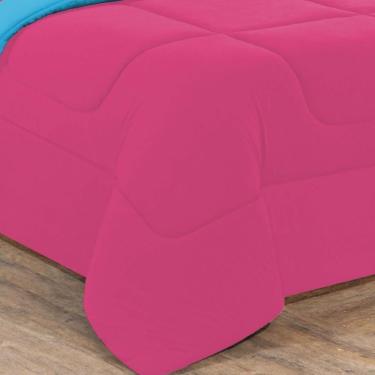 Imagem de Kit Edredom + Jogo De Lençol Malha 100% Algodão Gran Moratta 6 Peças Queen - Pink -azul Turquesa