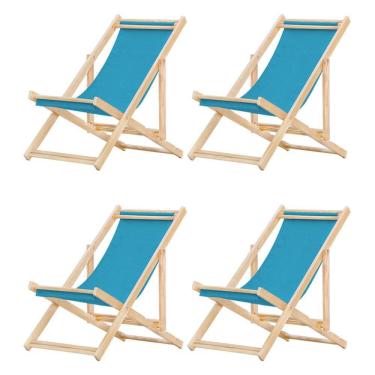 Imagem de Kit 4 Cadeira Espreguiçadeira Dobrável S-b-azul