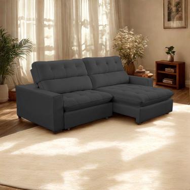 Imagem de Sofá 2 Lugares 2,80m Retrátil Reclinável Veludo Andreia Lansofbr Cores Grafite