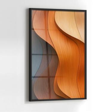 Imagem de Quadro com Moldura e Acrilico Cristal Vidro Abstrato Madeira para Sala