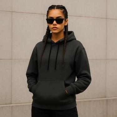 Imagem de Moletom Blusa de Frio Feminina Flanelada Canguro Com Capus-Feminino