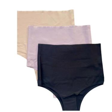 Imagem de Kit 03 Calcinha Feminina Sem Costura Corte a Laser Cintura Alta Compre