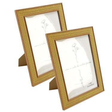 Imagem de Kit 2 Porta Retrato 15X20 Marrom Borda Tipo Trama 6324 - Livon