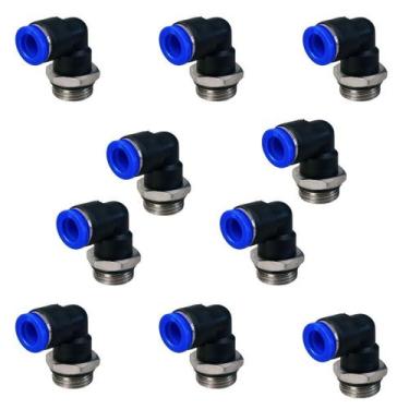 Imagem de Kit 10 Conexao Pneumatica Cotovelo Rosca 1/4 P/Tubo 08Mm Bsp - Tauana