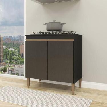 Imagem de Balcão De Cooktop Para Cozinha Sabrina Com 2 Portas Menu Móveis Preto