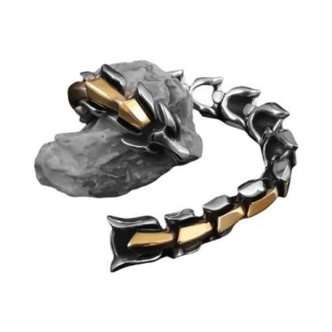 Imagem de Pulseira Masculina Vintage Gótica Com Caveira, Joia Rock Punk Para Mot