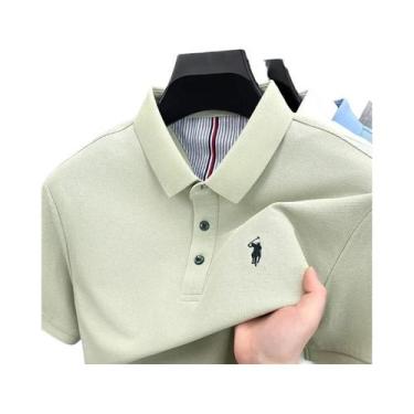 Imagem de Camisa Polo Masculina De Verão 100% Algodão Manga Curta Marca De Alto 