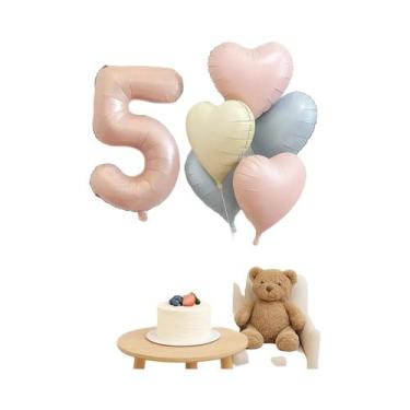 Imagem de Balões De Folha Rosa Claro De 32 Polegadas, Conjunto Com 6 Peças, Núme