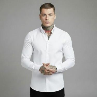 Imagem de Camisa Masculina Manga Longa Social Slim Fit - Volgue, Branco, P