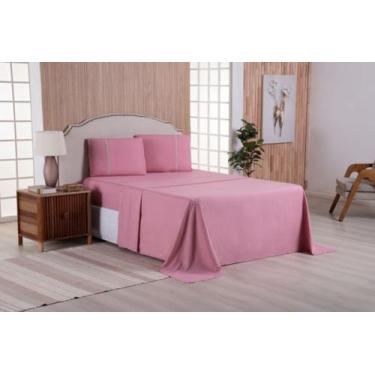 Imagem de Jogo Lençol 4 Peças Quarto Cama King Micro Percal 400 Fios Ponto Palit