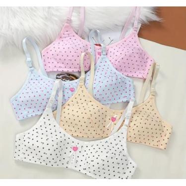 Imagem de Kit 04 Sutiã Infantil Juvenil Menina Moça Algodão Ajustável - Minha To