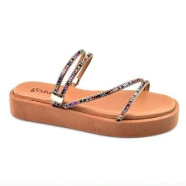 Imagem de Sandália Godiva Plataforma Tiras Finas Com Strass Feminina-Feminino