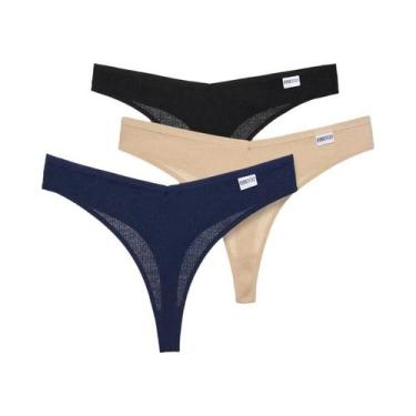 Imagem de Conjunto De 3 Calcinhas G-string De Algodão Waffle Sexy Para Mulheres,